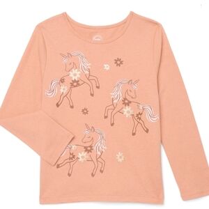 wonder nation Peach Long-Sleeve Tee with Unicorns